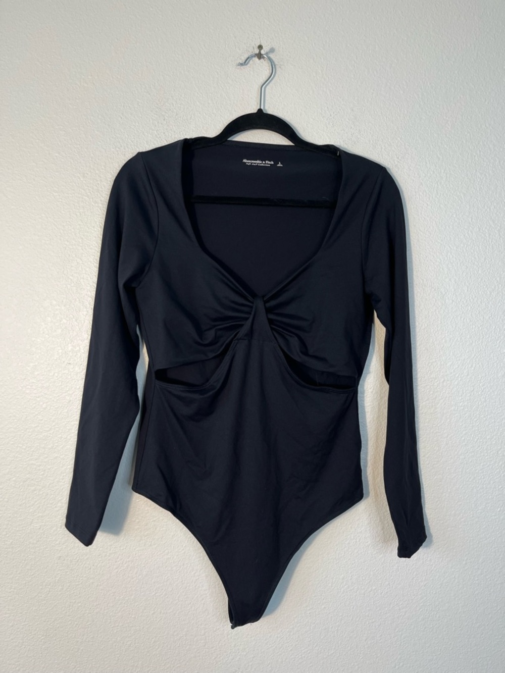 Abercrombie & Fitch Black Long-Sleeve Bodysuit Soft A& F Collection Black Large